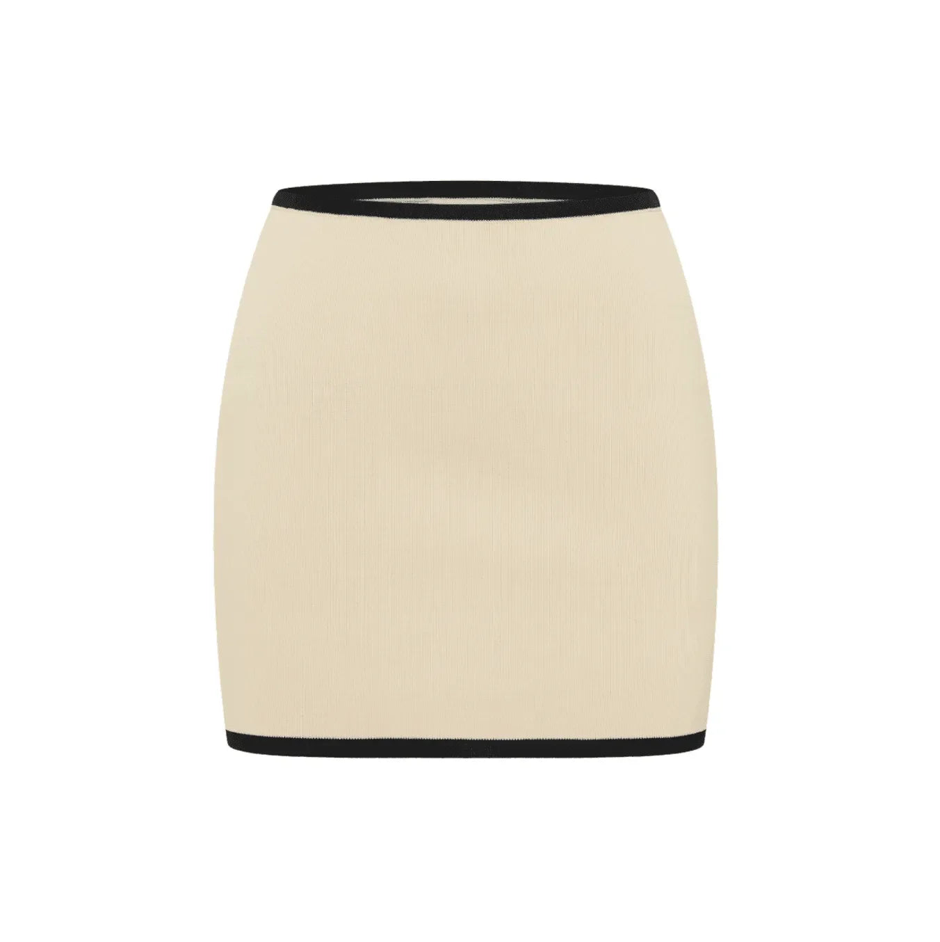 Fashion District Ivory Contrast Trim Knit Polo Top Mini Skirt Set